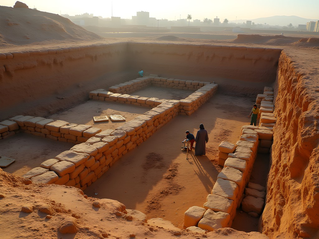 Archaeological excavation site in Anfa neighborhood revealing ancient foundations