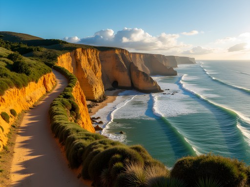 Dramatic coastal hiking trail along cliffs in Sintra-Cascais Natural Park