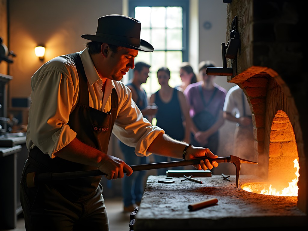 Colonial blacksmith demonstration at Williamsburg