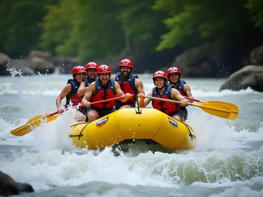 Whitewater rafting group navigating rapids on Ocoee River Tennessee