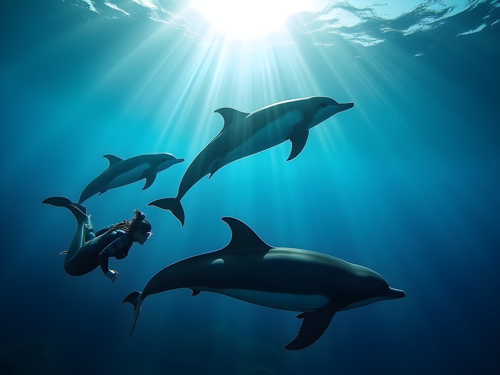 Freediving with spinner dolphins in the clear waters of Davao Gulf