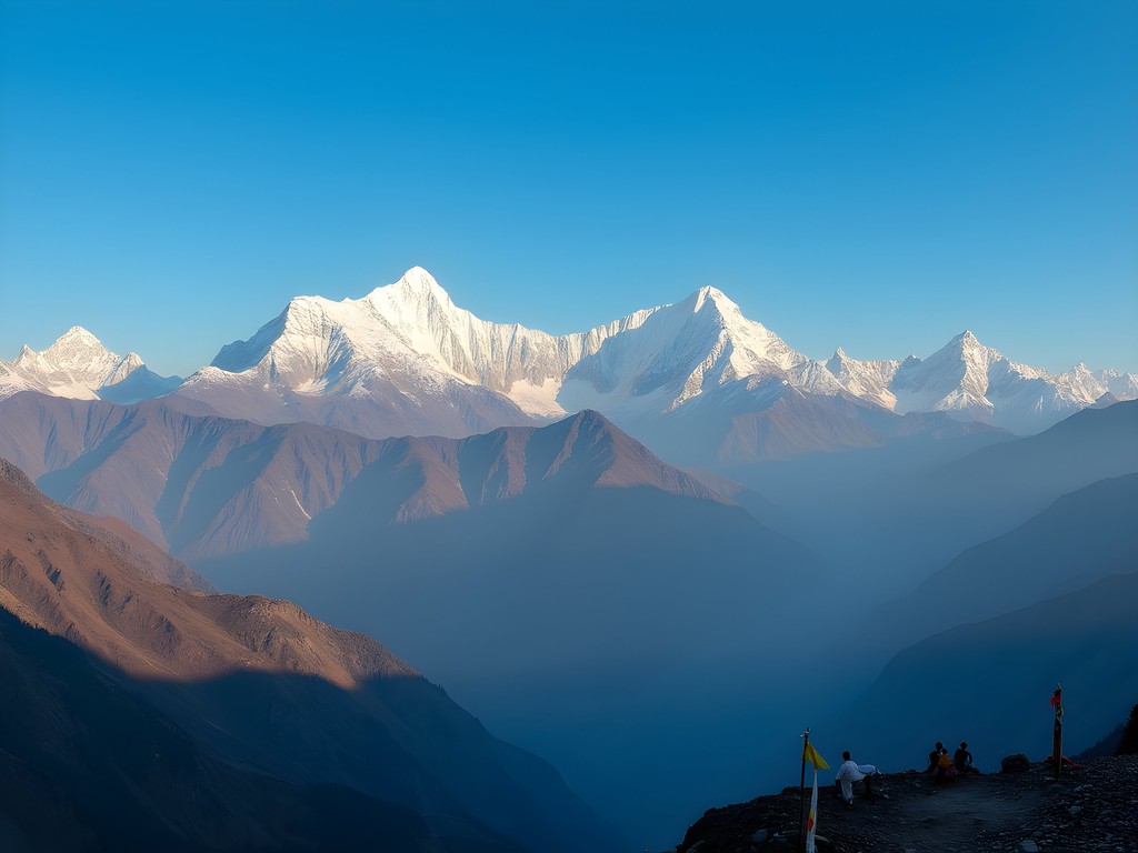 Panoramic view of the Himalayas from Kuari Pass trek near Rishikesh