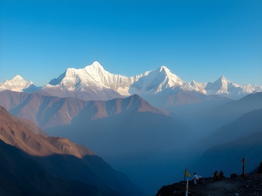 Panoramic view of the Himalayas from Kuari Pass trek near Rishikesh