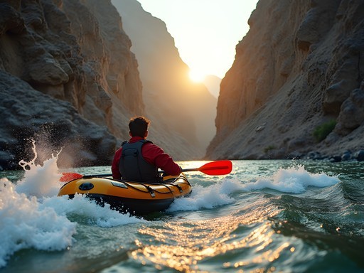 White water rafting expedition through ravines of Chambal River Sanctuary near Agra
