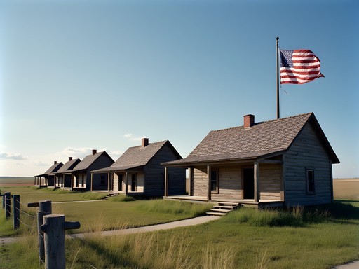 Reconstructed military buildings at Fort Abraham Lincoln State Park