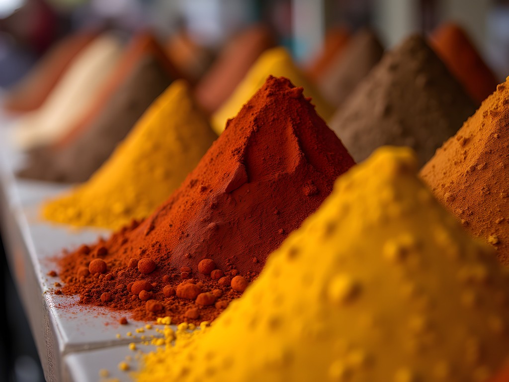 Colorful spice displays at Marché Central in Djibouti City