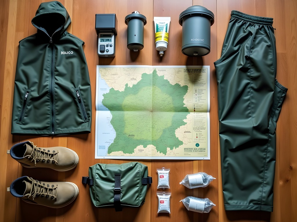 Specialized trekking equipment for Congo rainforest expedition