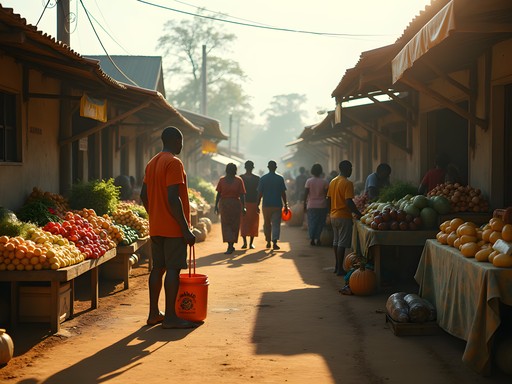 Early morning scene at Dolisie central market in Republic of Congo