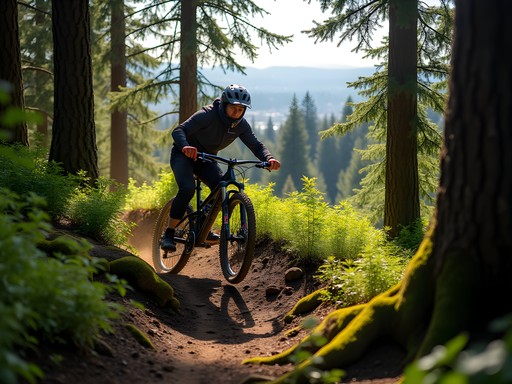 Mountain biking on Spencer Butte trails in Eugene, Oregon