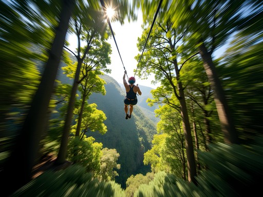Person ziplining through Tsitsikamma Forest canopy on South Africa's Garden Route