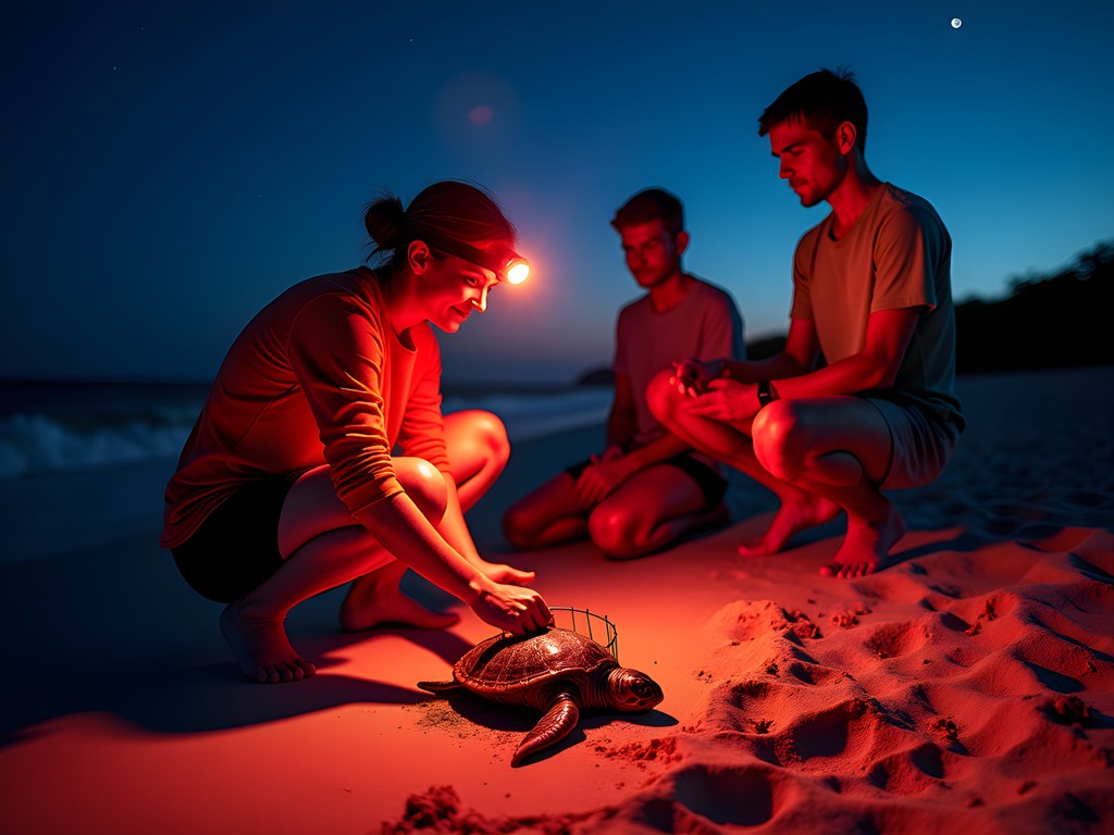 Night beach ecology walk focusing on sea turtle conservation on Hilton Head Island