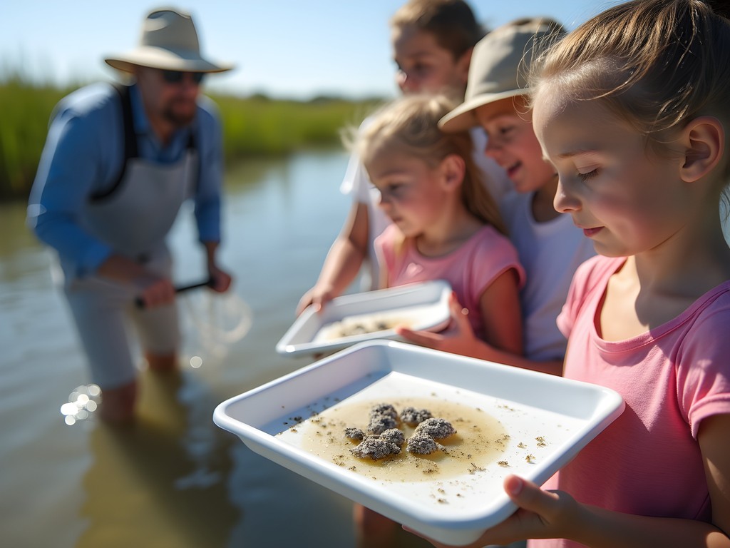 Family seine netting activity at Coastal Discovery Museum on Hilton Head Island