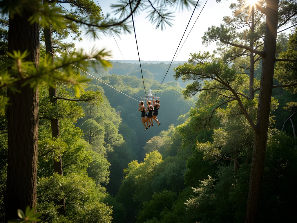 Ziplining through maritime forest canopy on Hilton Head Island