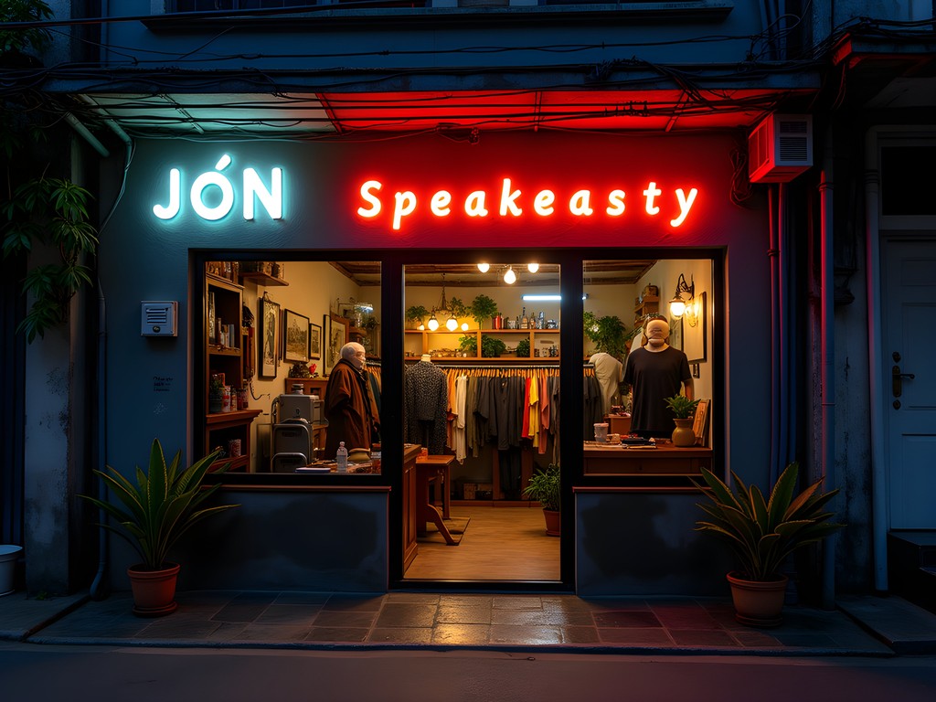 Secret speakeasy entrance behind vintage clothing store in Ho Chi Minh City