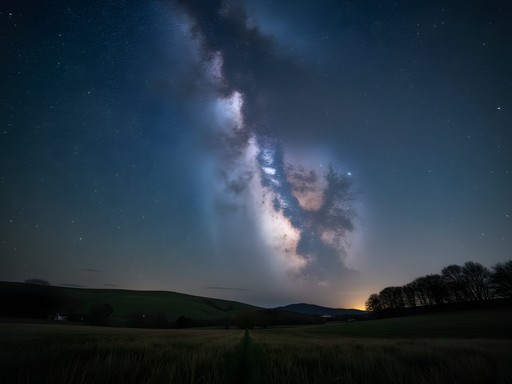 Spectacular starry night sky over Hopkinsville countryside with Milky Way clearly visible