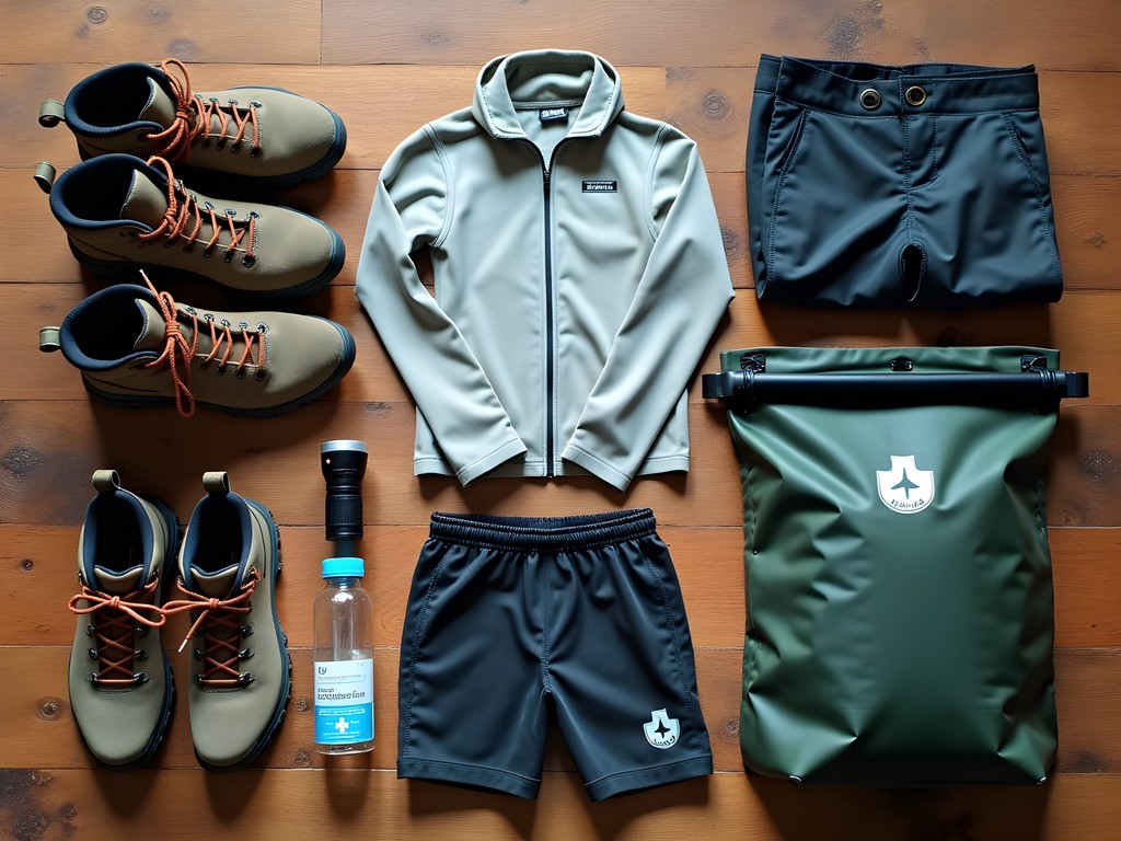 Essential gear laid out for Amazon jungle expedition near Iquitos