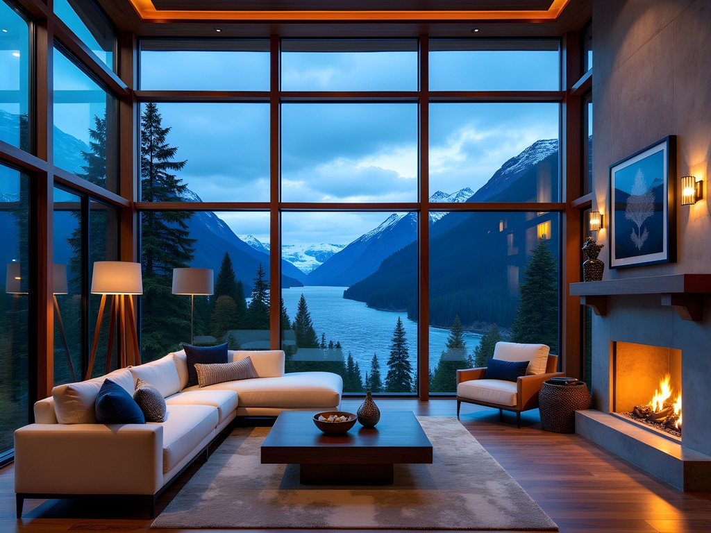 Luxury accommodation in Juneau with panoramic mountain and glacier views