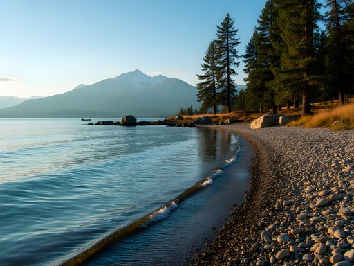 Wild Horse Island on Flathead Lake with mountains in background