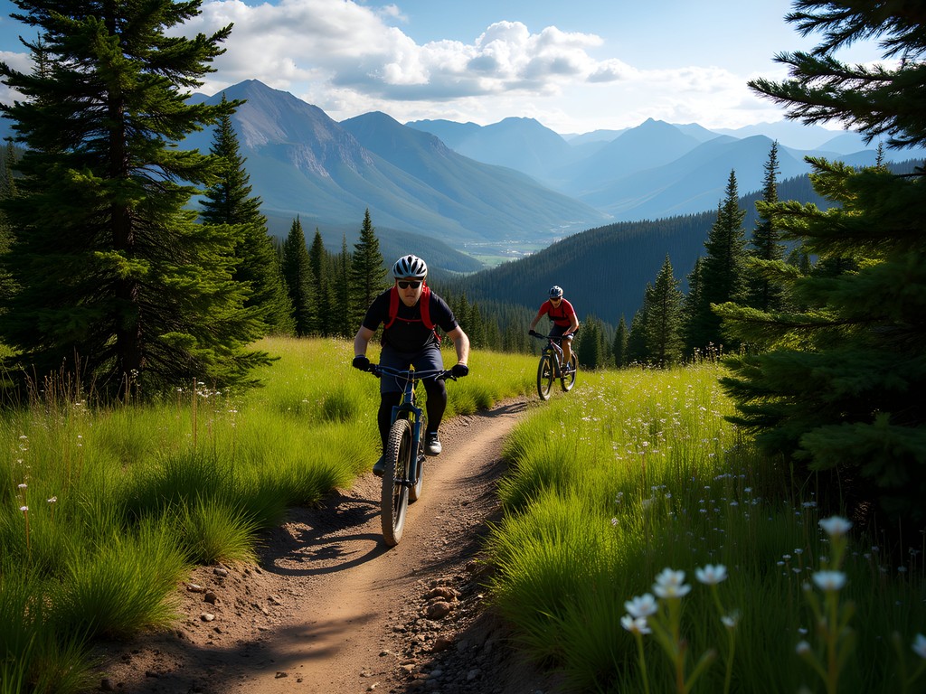 Mountain biking trails at Whitefish Mountain Resort with valley views