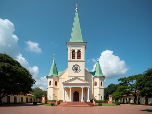The distinctive green-roofed Basilique Sainte-Anne in Brazzaville