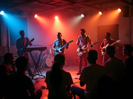 Vibrant live music performance at a Kinshasa club with traditional and modern instruments