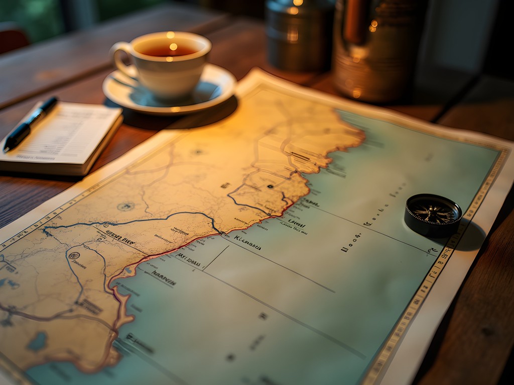 Oliver planning Congo River expedition route on detailed maps