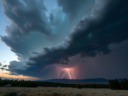 Dramatic supercell thunderstorm formation over Medicine Bow National Forest in Wyoming