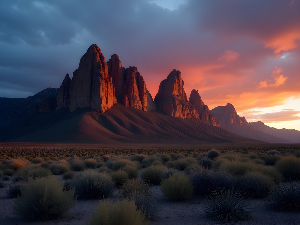 Dramatic sunrise over the jagged Organ Mountains near Las Cruces, New Mexico