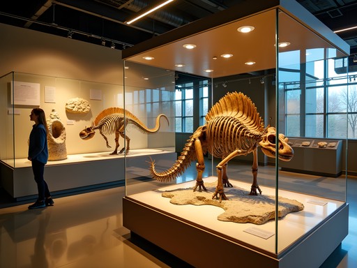 Close examination of marine fossils at KU Natural History Museum in Lawrence