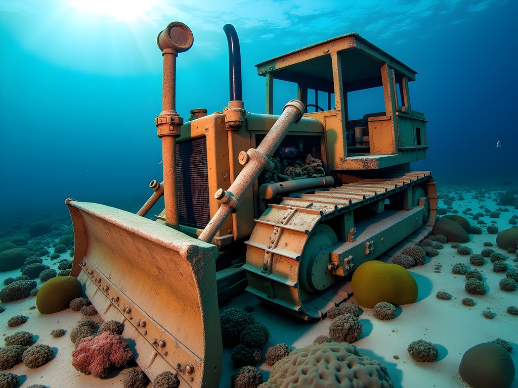 Underwater bulldozer at Million Dollar Point in Vanuatu