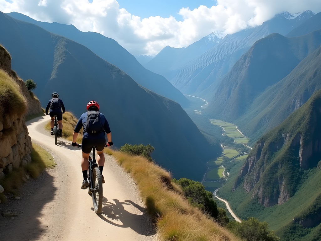 Mountain biking descent from high Andes to cloud forest on Inca Jungle Trek