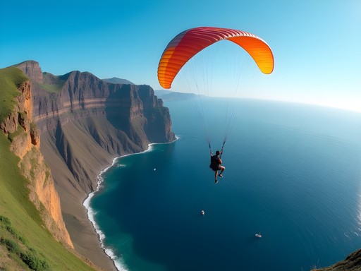 Paragliding over Cabo Girão cliff and Atlantic Ocean in Madeira