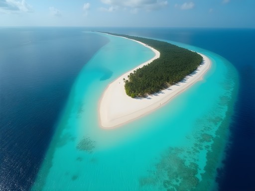 Aerial view of Majuro Atoll's turquoise lagoon and slender islands