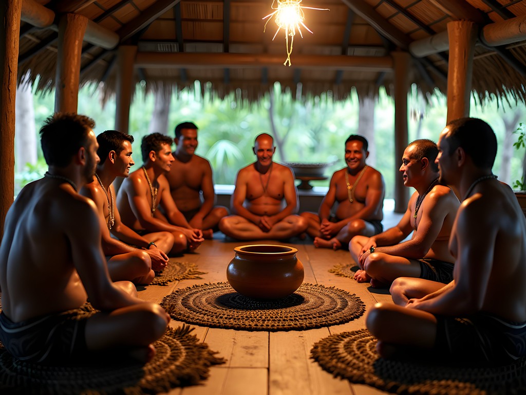 Traditional Fijian kava ceremony in Solevu village, Malolo Island