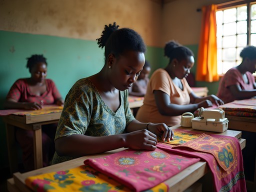 Women's textile cooperative in Mbuji-Mayi creating traditional fabrics