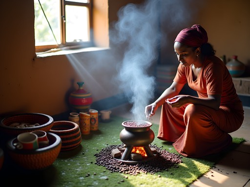 Traditional Ethiopian coffee ceremony with local family in Tigray region
