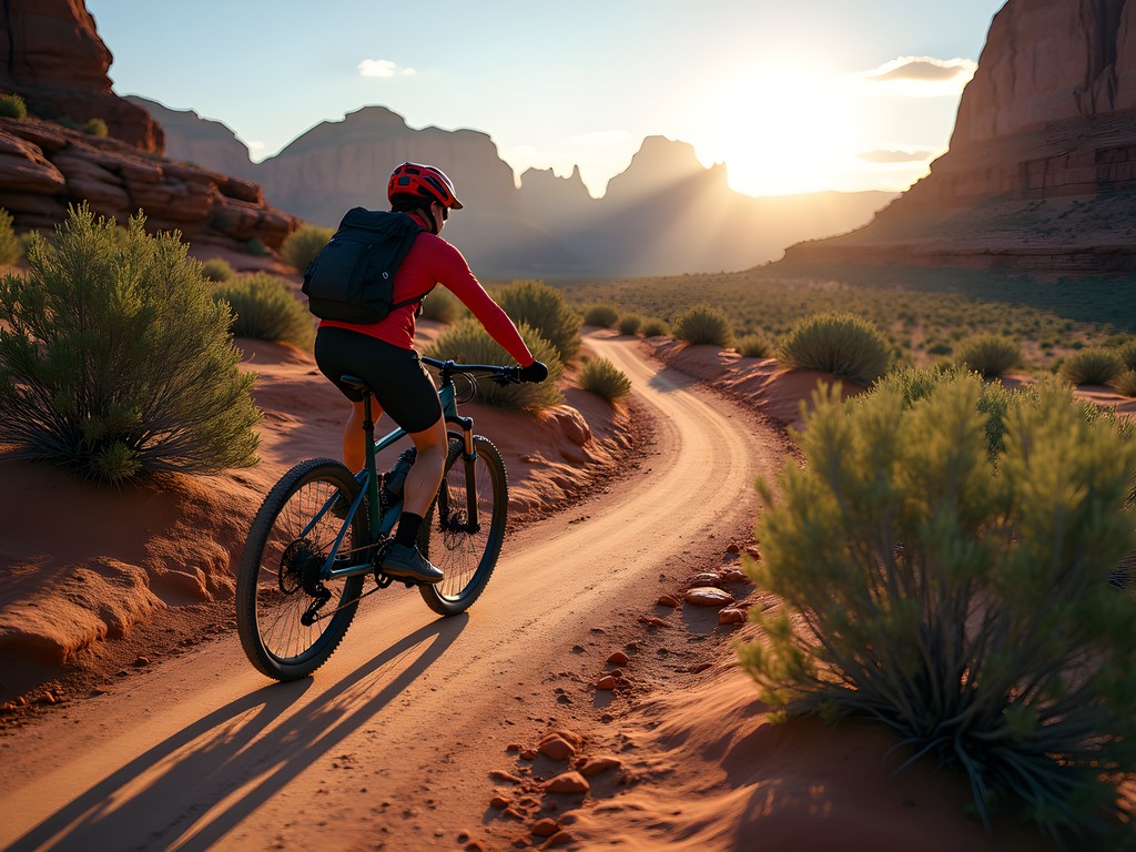 Flowing singletrack on Bull Run trail in Magnificent 7 trail system, Moab
