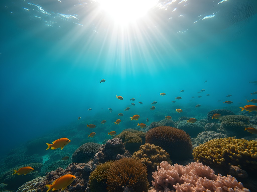 Vibrant coral reef with tropical fish in clear turquoise waters of Palolo Deep Marine Reserve near Apia, Samoa