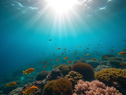 Vibrant coral reef with tropical fish in clear turquoise waters of Palolo Deep Marine Reserve near Apia, Samoa