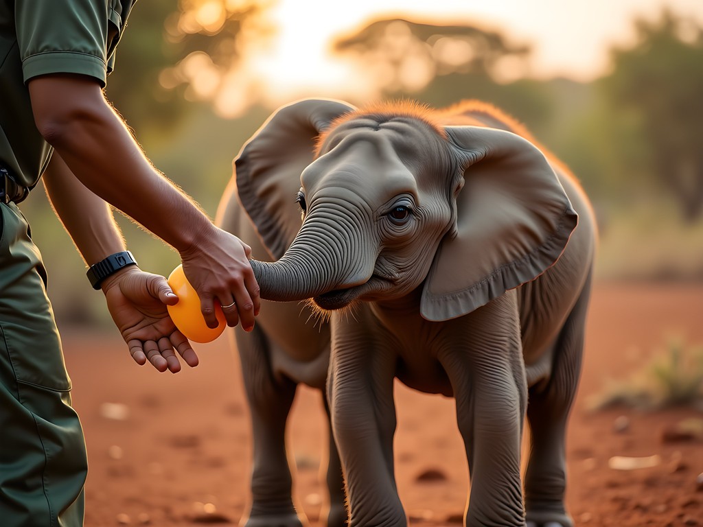 Baby elephant being bottle-fed at David Sheldrick Wildlife Trust in Nairobi