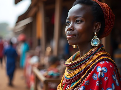 Colorful display of traditional Maasai beadwork and crafts at Nairobi market