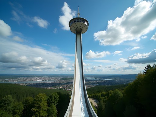 Panoramic view of Oslo from Holmenkollen ski jump tower