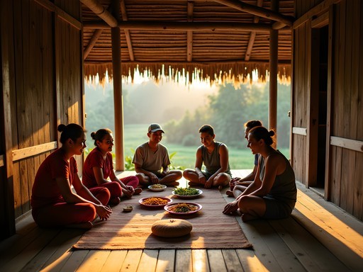 Authentic cultural exchange with local villagers in a traditional Laven community on the Bolaven Plateau