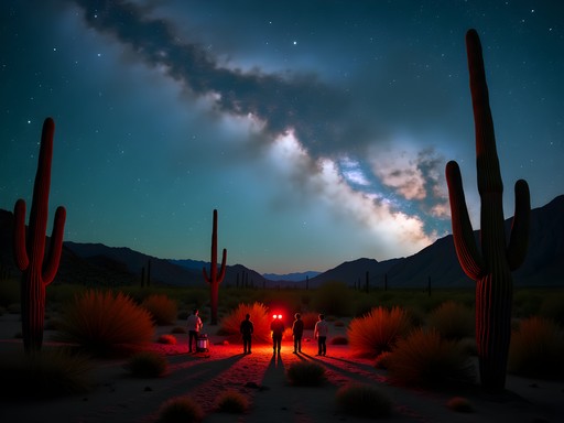 Stargazing experience with Milky Way visible over Superstition Mountains near Phoenix