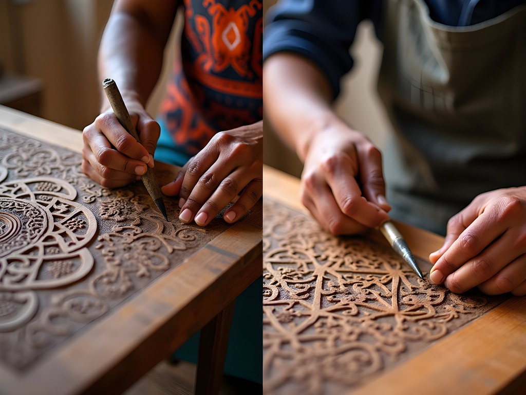 Split image comparing traditional crafts from Polonnaruwa and Casablanca regions