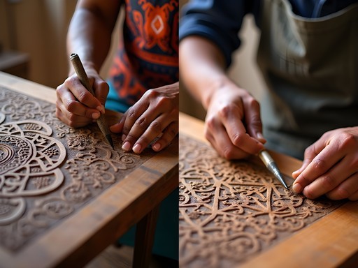 Split image comparing traditional crafts from Polonnaruwa and Casablanca regions