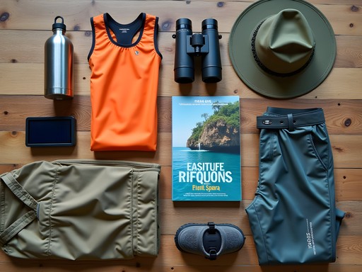 Essential adventure gear laid out for Port Elizabeth safari and ocean activities