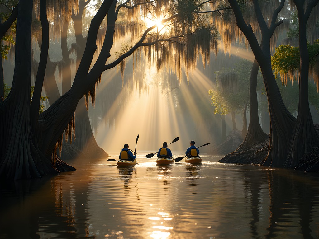 Winter kayaking on Ten Mile Creek through tannin-stained waters and cypress trees