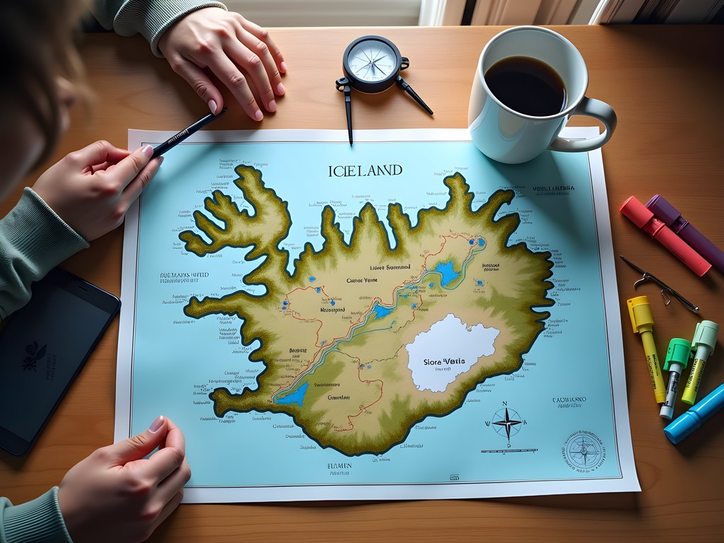 Map of Iceland's Ring Road with geological highlights marked