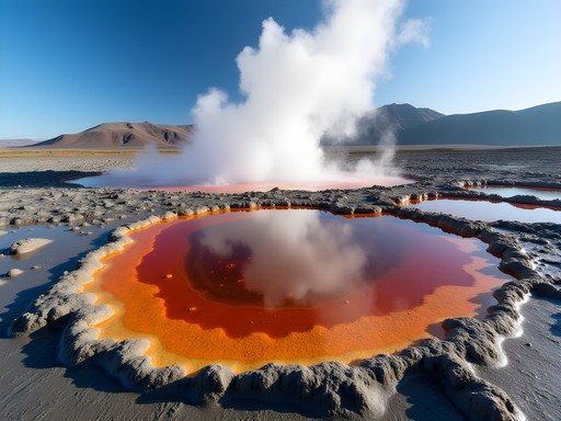 Colorful geothermal features with steam vents at Námafjall geothermal area